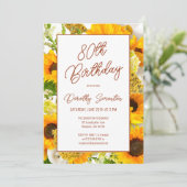 Invitation 80e anniversaire Fleur de soleil moderne Floral (Debout devant)