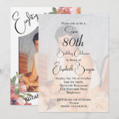 Invitation 80e anniversaire Floral Photo Elegant Anniversaire (Devant / Derrière)