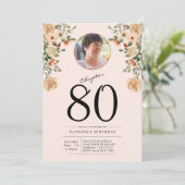 Invitation 80e anniversaire Floral Photo Party (Debout devant)