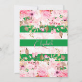 Invitation 80e anniversaire Floral Rose Vert rose (Dos)