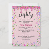 Invitation 80e Anniversaire Glaçage Rose Et Paillettes (Devant)