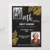 Invitation 80e anniversaire Gold Foliage 2 Photo Party (Devant)