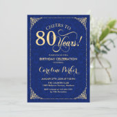 Invitation 80e anniversaire - Gold Navy Damask (Debout devant)