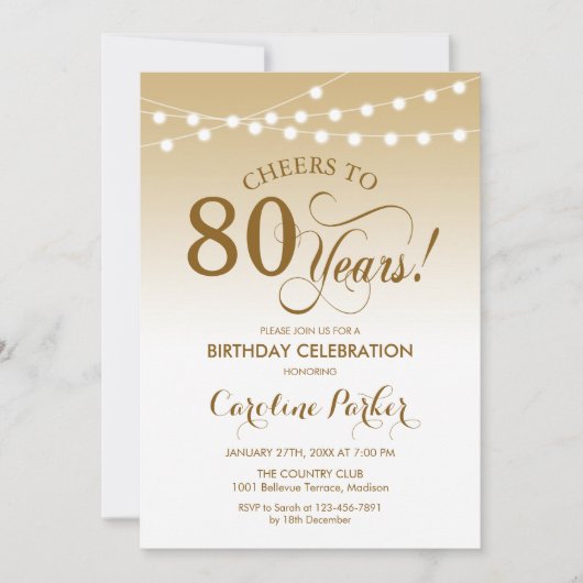 Invitation 80e anniversaire - Gold White (Devant)