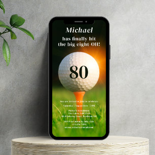 Invitation 80e Anniversaire Golf 80e Photo QR Code