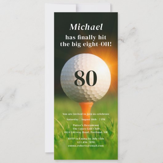 Invitation 80e Anniversaire Golf 80e Photo QR Code (Devant)