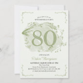 Invitation 80e anniversaire Green Dainty Fleur sauvage Numéro (Devant)