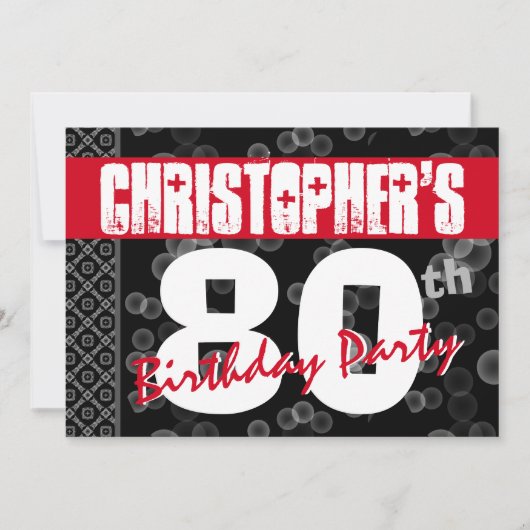 Invitation 80e anniversaire Grunge Texte pour lui A01 (Devant)
