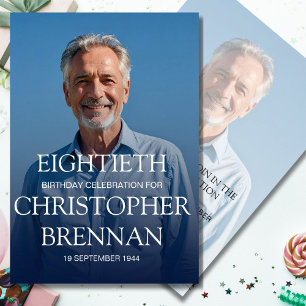 Invitation 80e anniversaire Homme Photo Simple Elegant Invita