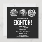 Invitation 80e anniversaire HUIT OH! photo mono noir blanc (Dos)