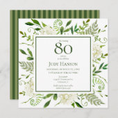 Invitation 80e anniversaire Hydrangée blanche (Devant / Derrière)