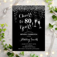 80e Anniversaire - Joue À 80 Ans Argent Noir