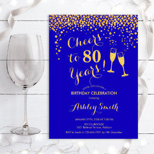 Invitation 80e Anniversaire - Joyeux À 80 Ans Or Royal Blue