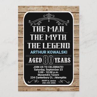 Invitation 80e anniversaire L'homme Le mythe La légende 80 an