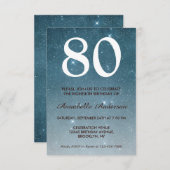 Invitation 80e anniversaire Marine Blue Midnight Sky Stars Pa (Devant / Derrière)