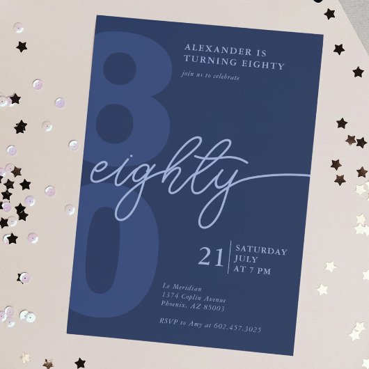 Invitation 80e anniversaire Marine minimaliste moderne