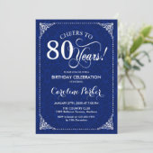 Invitation 80e anniversaire - Marine White Damask (Debout devant)