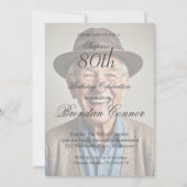 Invitation 80e anniversaire masculin Photo simple et élégante (Devant)