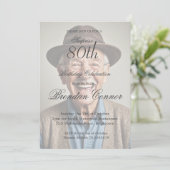 Invitation 80e anniversaire masculin Photo simple et élégante (Debout devant)