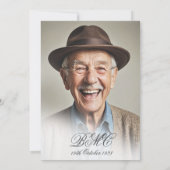 Invitation 80e anniversaire masculin Photo simple et élégante (Dos)