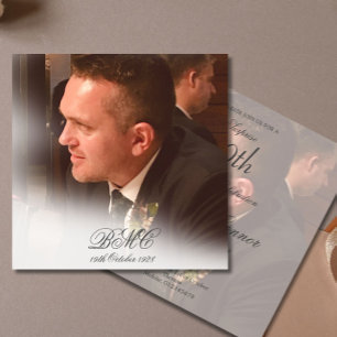 Invitation 80e anniversaire masculin Photo simple et élégante