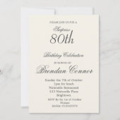 Invitation 80e anniversaire masculin simple élégante photo pe (Devant)