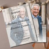 Invitation 80e anniversaire masculin simple Monogramme photo
