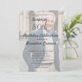 Invitation 80e anniversaire masculin simple Monogramme photo (Debout devant)