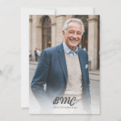 Invitation 80e anniversaire masculin simple Monogramme photo (Dos)