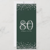 Invitation 80e Anniversaire Menu Fête Argent Confetti Vert (Devant)