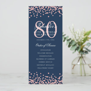 Invitation 80e anniversaire Merci Rose Gold Navy Blue