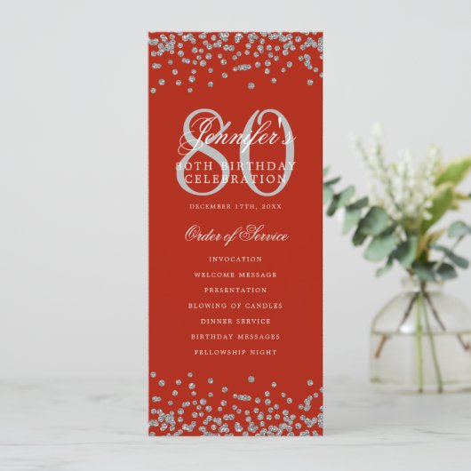 Invitation 80e anniversaire Merci Silver Red (Debout devant)