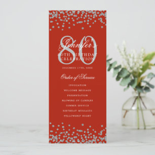 Invitation 80e anniversaire Merci Silver Red