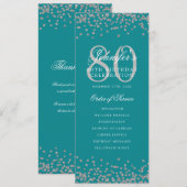 Invitation 80e anniversaire Merci Silver Turquoise (Devant / Derrière)