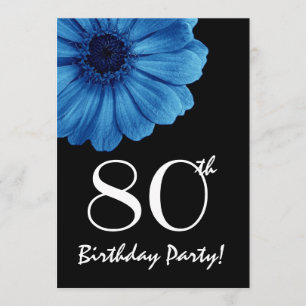 Invitation 80e anniversaire Modèle Blue Daisy
