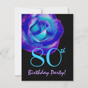 Invitation 80e anniversaire Modèle de violet et Rose bleu W24