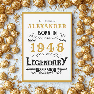 Invitation 80e anniversaire Né en 1946 Légende en or blanc