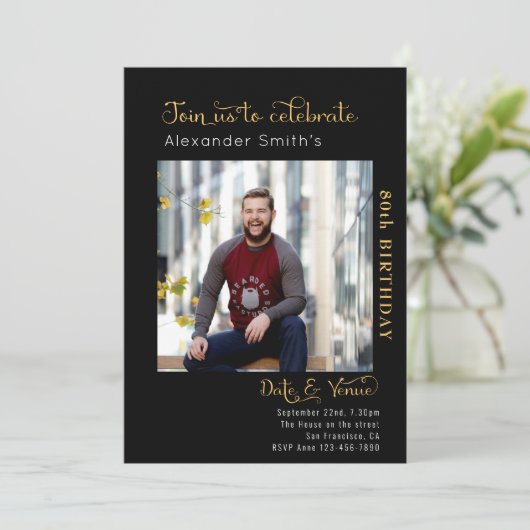 Invitation 80e anniversaire Noir (Debout devant)