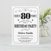 Invitation 80e anniversaire Noir et blanc (Debout devant)