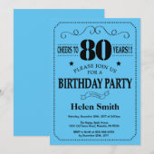 Invitation 80e anniversaire Noir et Bleu (Devant / Derrière)