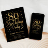 Invitation 80e Anniversaire Noir Or