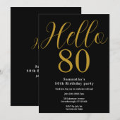 Invitation 80e Anniversaire Noir Or Chic Anniversaire (Devant / Derrière)