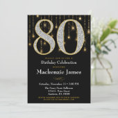 Invitation 80e anniversaire Noir Or Diamants Adult (Debout devant)