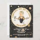 Invitation 80e anniversaire noir or drôle pour son anniversai (Devant)
