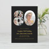Invitation 80e anniversaire Numéro 80 Photo Collage moderne N (Debout devant)