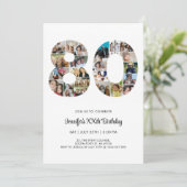 Invitation 80e anniversaire Numéro 80 Photo personnalisée Col (Debout devant)
