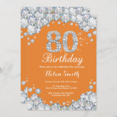 Invitation 80e anniversaire Orange et Silver Diamond (Devant / Derrière)
