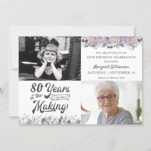 Invitation 80e anniversaire ou toute année florale dans la fa