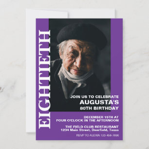 Invitation 80e anniversaire ou toute autre partie Elegant AGE