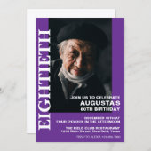 Invitation 80e anniversaire ou toute autre partie Elegant AGE (Devant / Derrière)